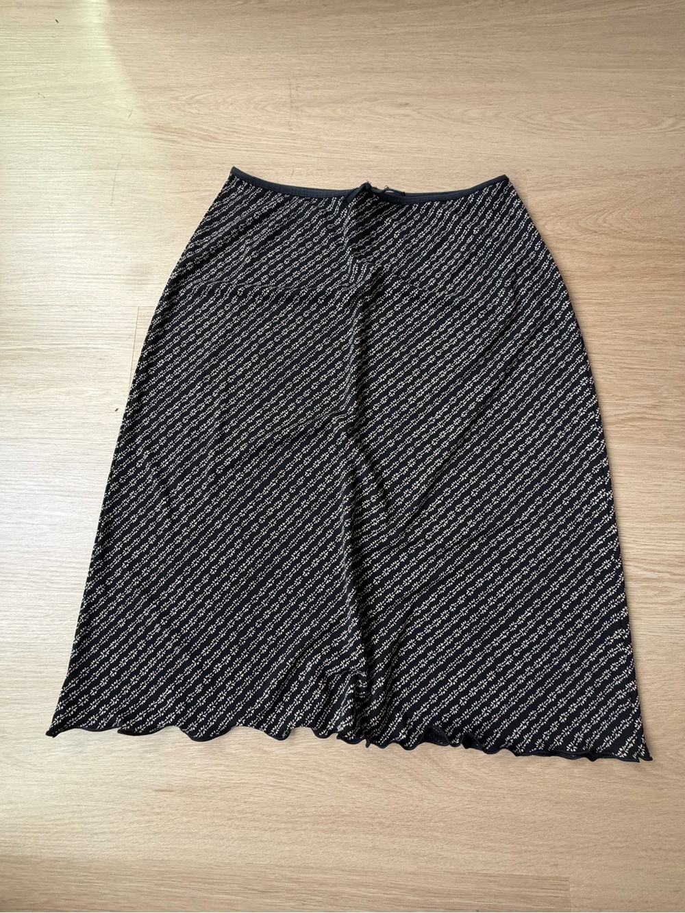 Max Studio Black A-Line Skirt with Diagonal White Pattern